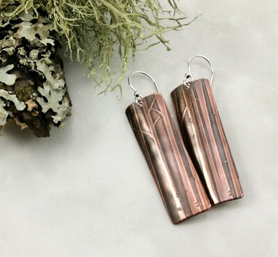 Birch Tree, Birch Tree Pattern, Handmade Jewelry, Textured Earrings, Copper Jewelry, Handmade, Patterned Copper, Patterned Metal, Dangle Earrings, Oval Earrings, One of a Kind, Gifts for Her Birch Tree, Birch Tree Pattern, Handmade Jewelry, Textured Earrings, Copper Jewelry, Handmade, Patterned Copper, Patterned Metal, Dangle Earrings, Oval Earrings, One of a Kind, Gifts for Her