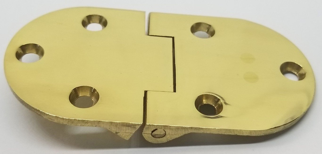 Brass English Butler Tray Leaf Hinge with Round Ends oval 90 degree