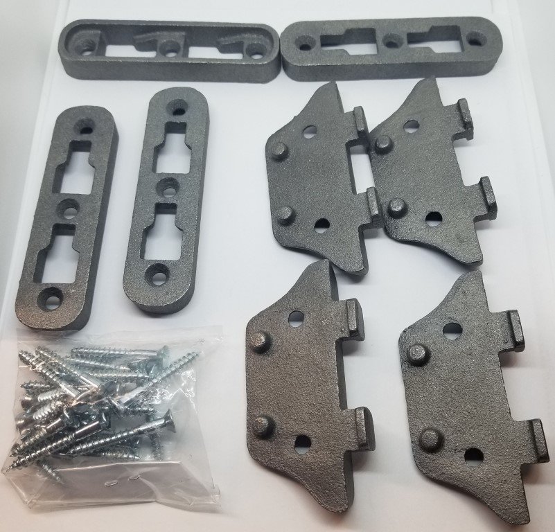 SMALL Cast Iron Bed Rail Fastener Set frame hooks Post anchors metal