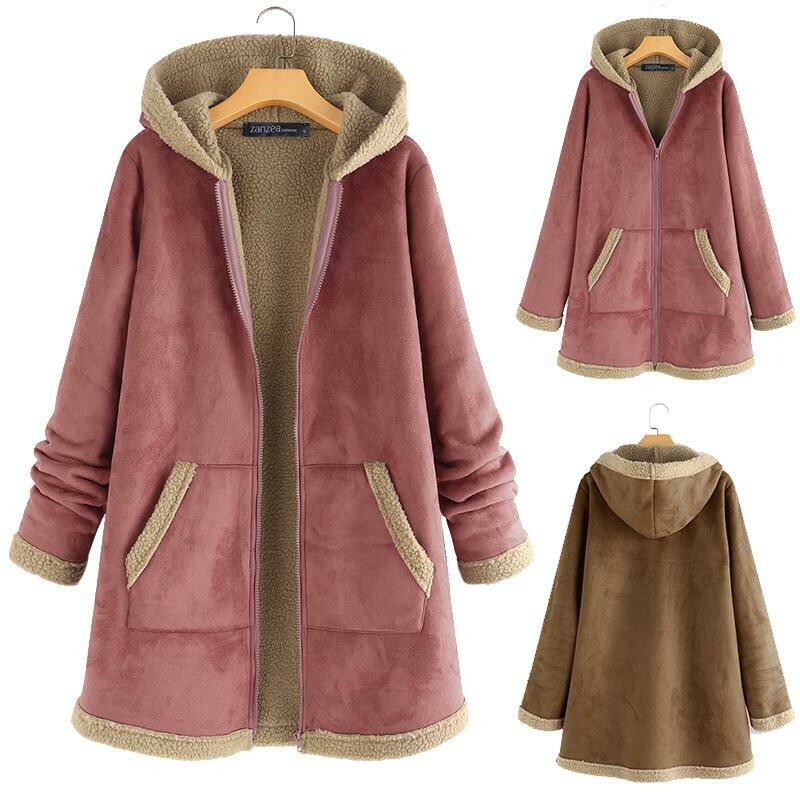 fluffy zip up winter coat