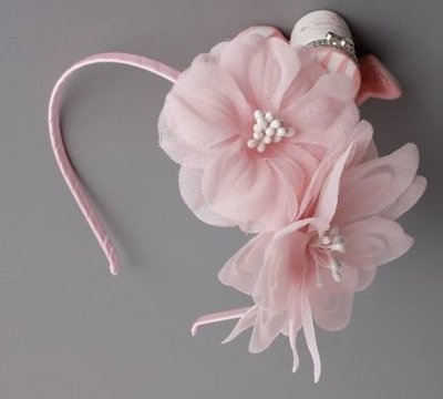 Organza pink twin flowers headband Organza pink twin flowers headband