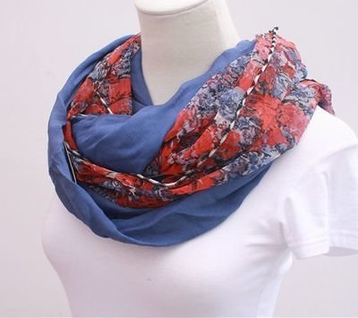 Floral lace solid colour mix infinity scarf Floral lace solid colour mix infinity scarf