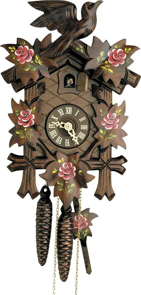 1-Day Carved Pink Flowers Cuckoo Clock 1-Day Carved Pink Flowers Cuckoo Clock