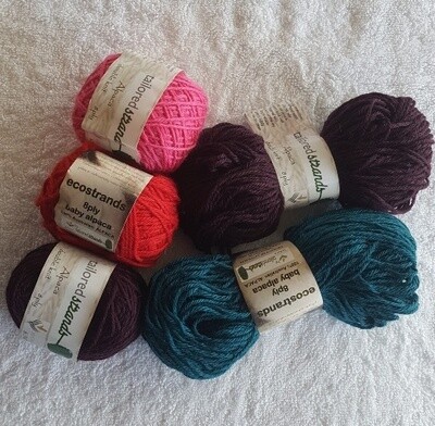 SUPER SPECIAL JULY AU$6.50 8ply 100% Australian Alpaca fashion colours in 50g balls or 50g hanks normally AU$11.95/50g each - handwound or hanks - scarlet, emerald green, bilberry, hotpink,or teal. SUPER SPECIAL JULY AU$6.50 8ply 100% Australian Alpaca fashion colours in 50g balls or 50g hanks normally AU$11.95/50g each - handwound or hanks - scarlet, emerald green, bilberry, hotpink,or teal.