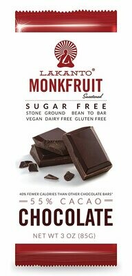 Lakanto monkfruit 55% cacao chocolate 3 oz. Lakanto monkfruit 55% cacao chocolate 3 oz.