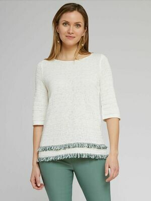 Nic + Zoe Paper white knit fringe top - XL Nic + Zoe Paper white knit fringe top - XL