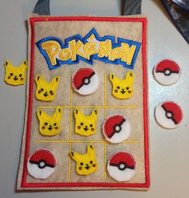 Poke Man Tic Tac Toe Game IN THE HOOP Machine Applique Embroidery