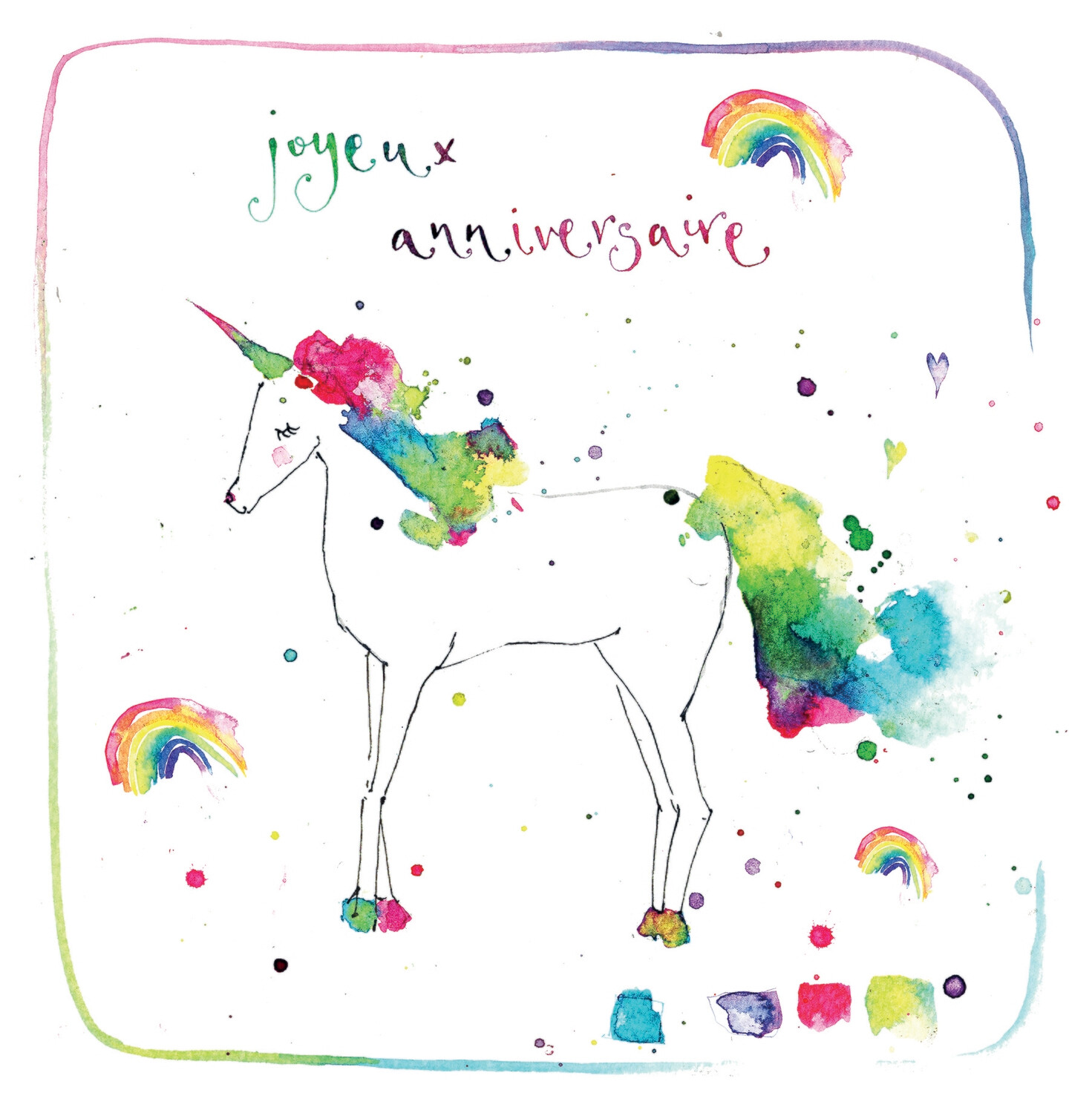 Carte De Vœux Joyeux Anniversaire Licorne