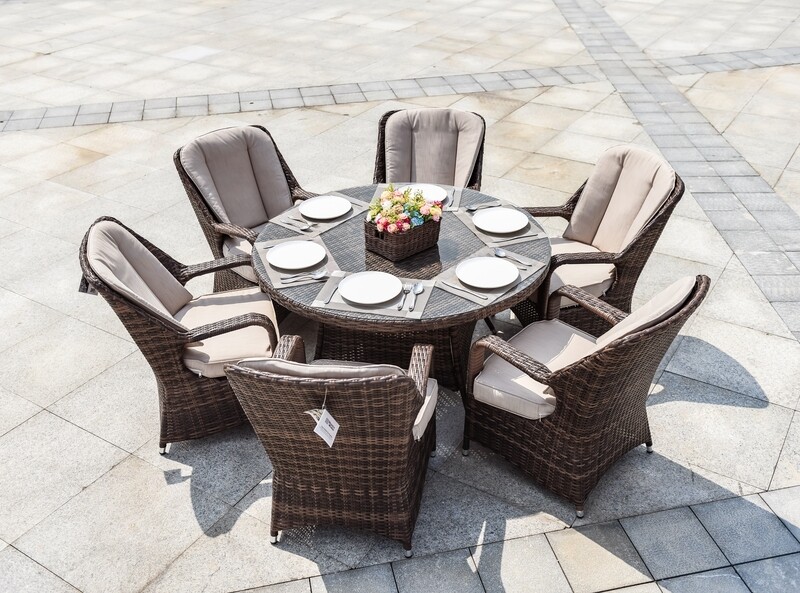 Wicker Cinderella Patio Wicker 7 Piece Round Dining Set Wicker Cinderella Patio Wicker 7 Piece Round Dining Set
