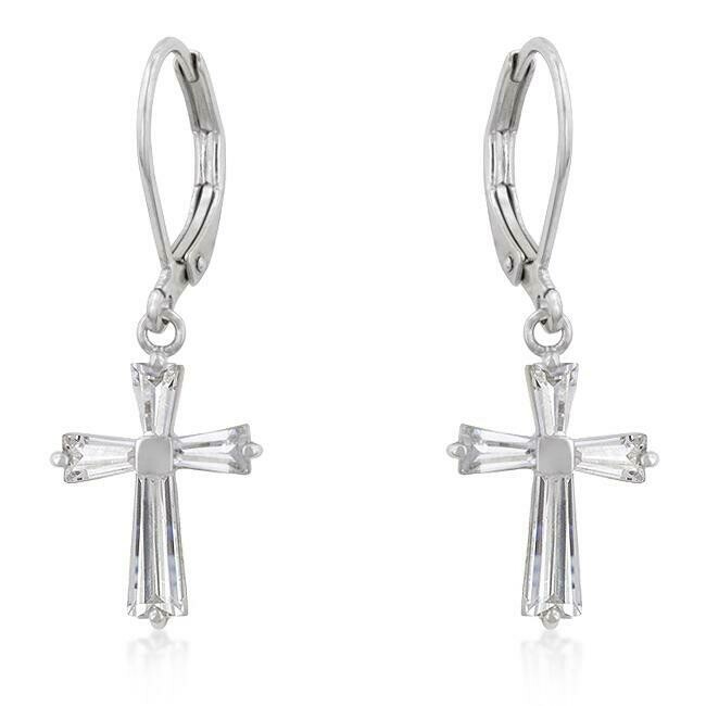 Regal CZ 5ctw Cross Baguette Earring E20127R 720-34-1045 Regal CZ 5ctw Cross Baguette Earring E20127R 720-34-1045