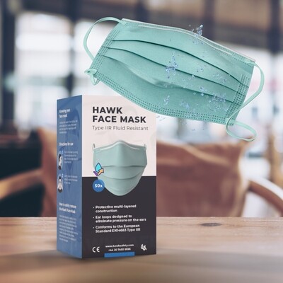 Box of 50 Fluid Resistant Type IIR Face Masks Box of 50 Fluid Resistant Type IIR Face Masks