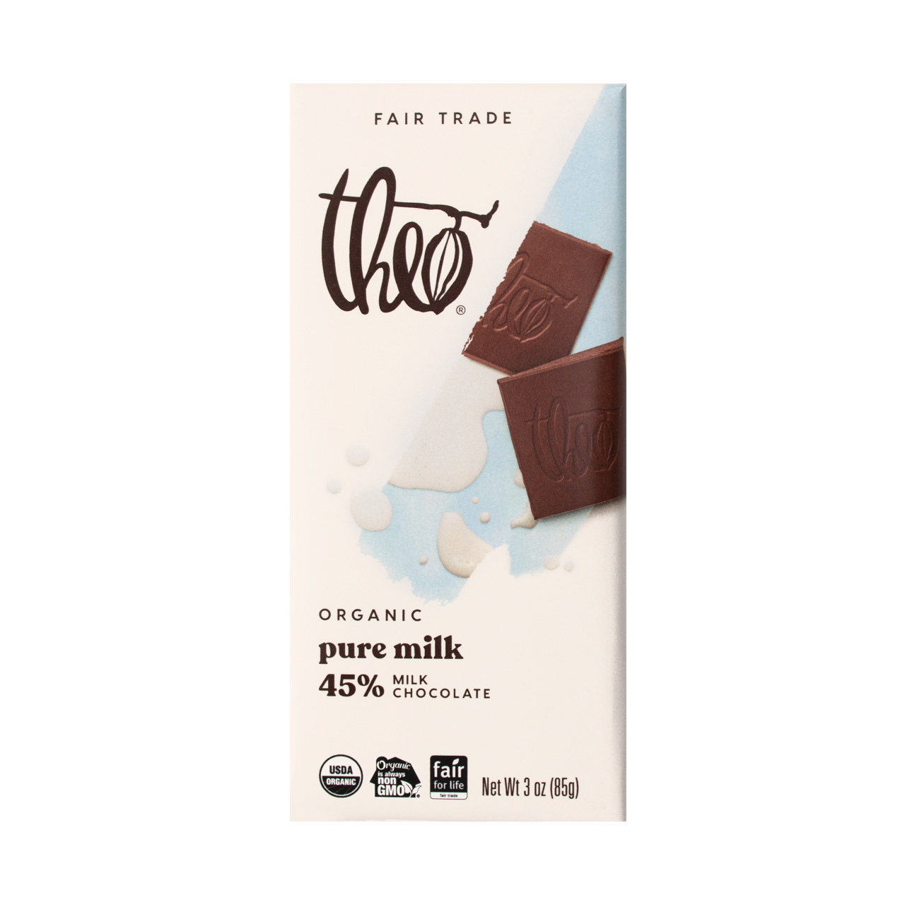 Theo Pure 45% Milk Chocolate Bar Theo Pure 45% Milk Chocolate Bar