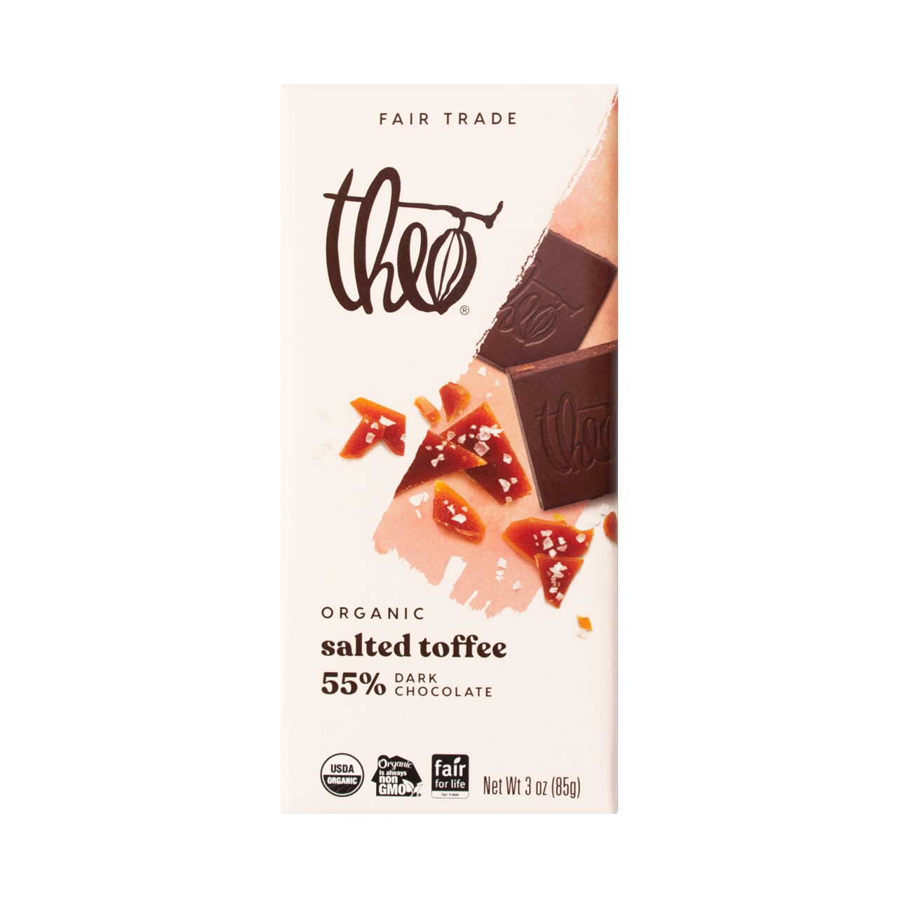 Theo Salted Toffee 55% Dark Chocolate Bar Theo Salted Toffee 55% Dark Chocolate Bar