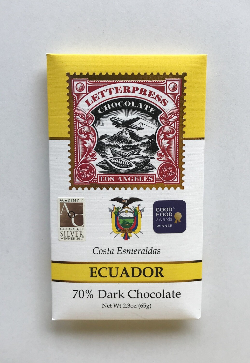 Letterpress Chocolate - Ecuador, Costa Esmeraldas, 70% Dark Chocolate Letterpress Chocolate - Ecuador, Costa Esmeraldas, 70% Dark Chocolate
