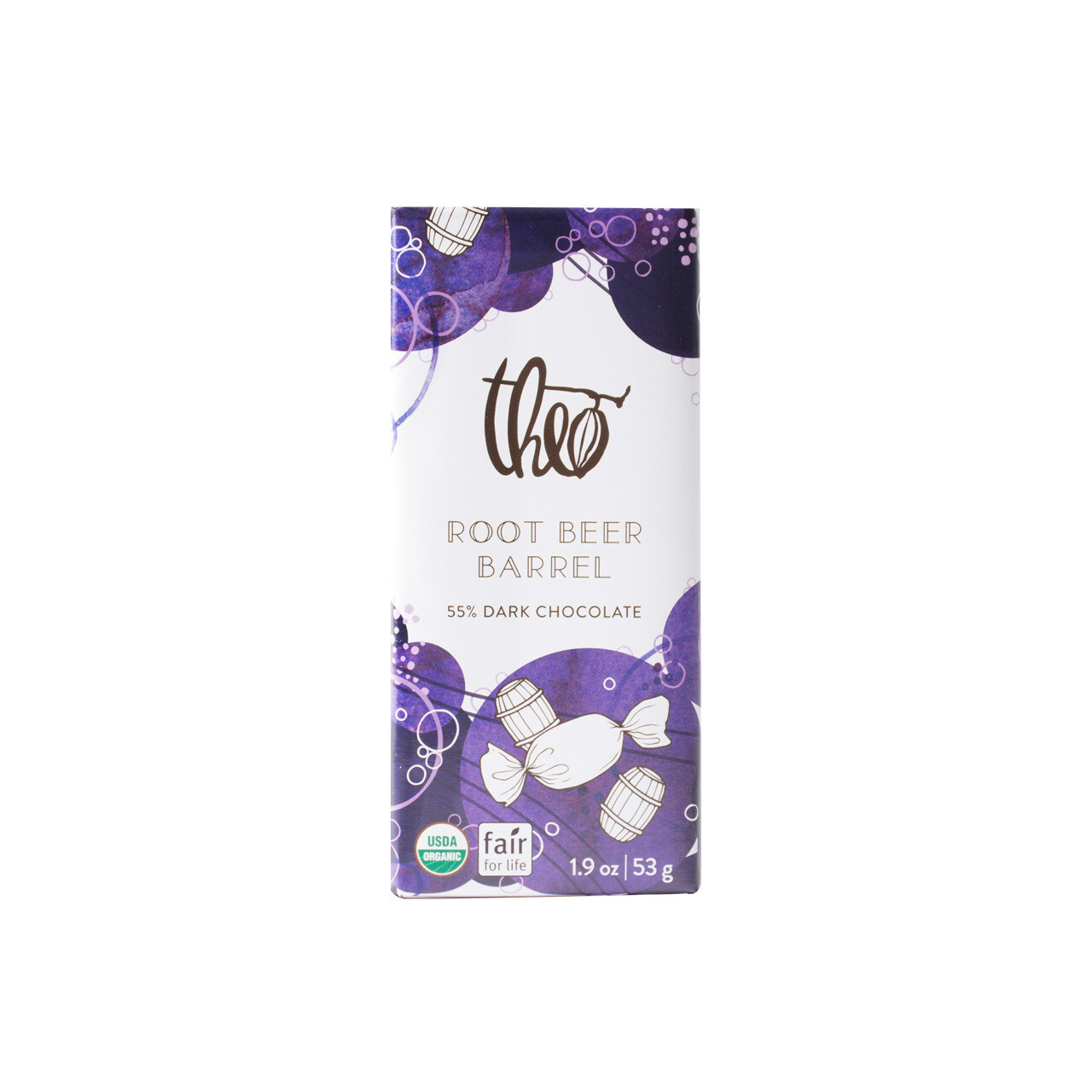 Theo Root Beer Barrel 55% Dark Chocolate Bar Theo Root Beer Barrel 55% Dark Chocolate Bar