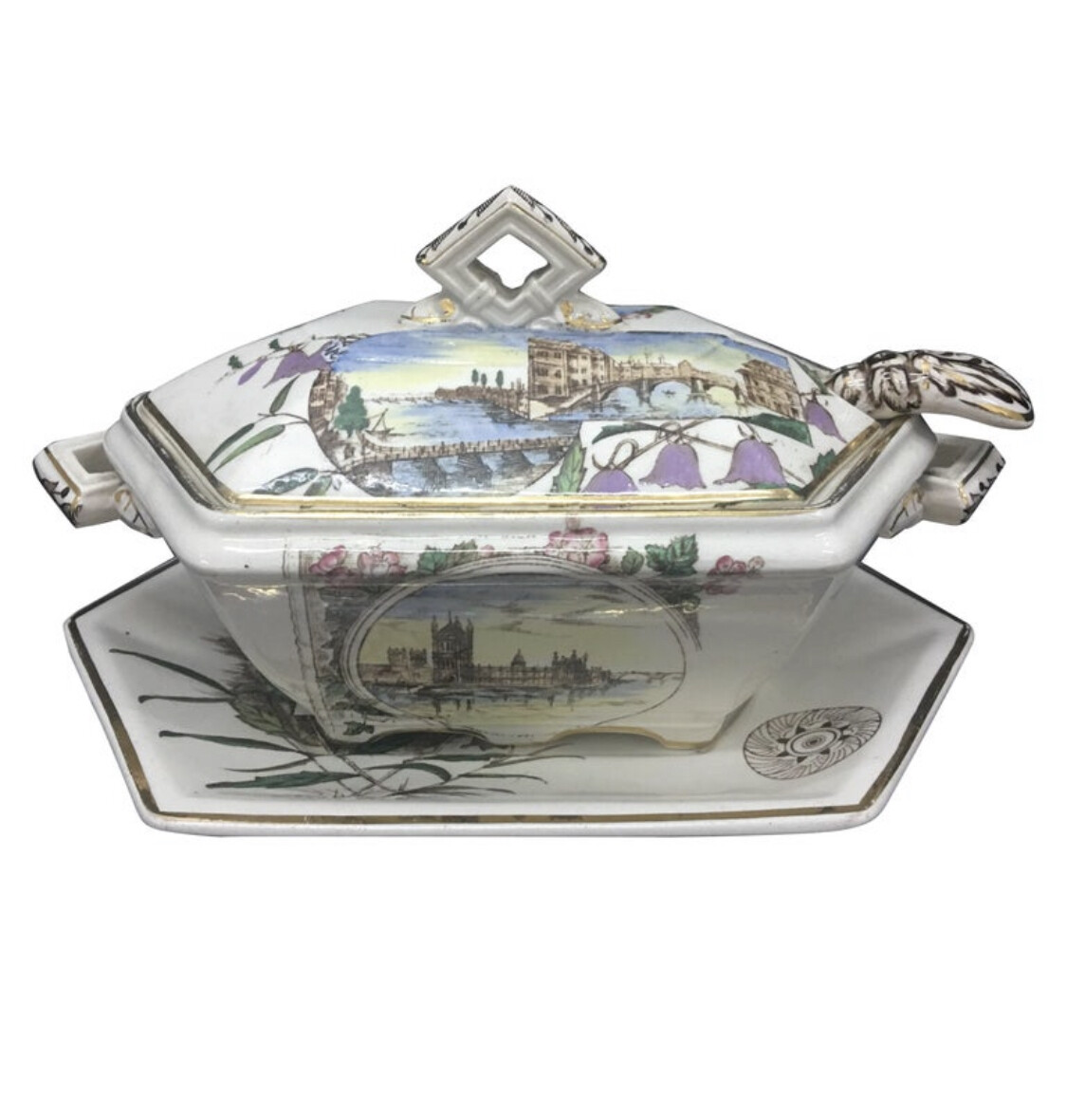 Aesthetic Style Ceramic Sauce Tureen, England, 1887 Aesthetic Style Ceramic Sauce Tureen, England, 1887