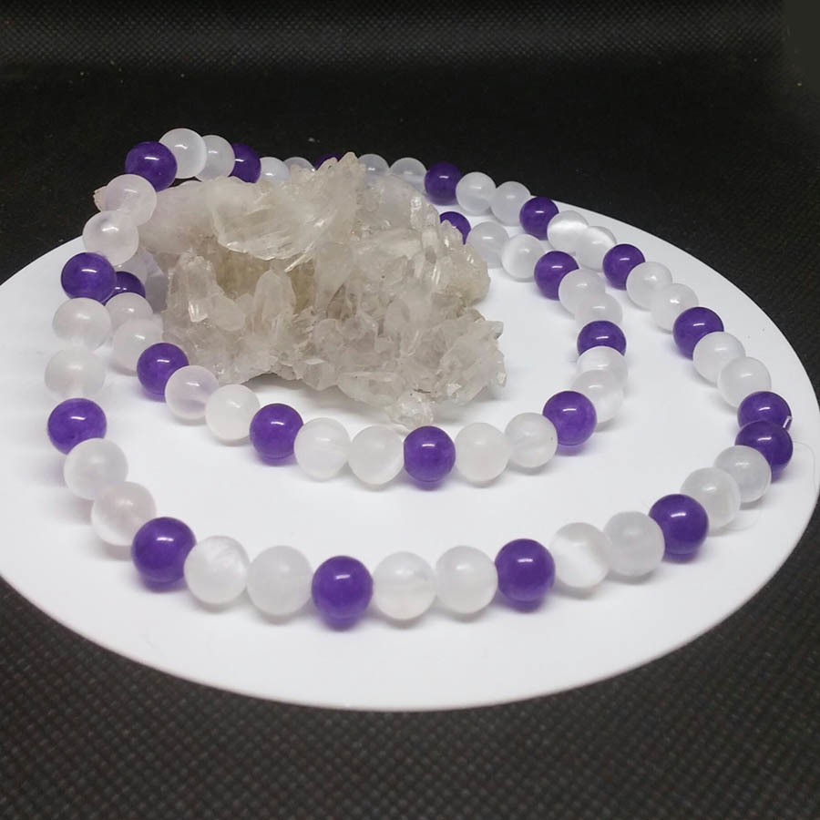 Selenite-Amethyst Necklace Selenite-Amethyst Necklace