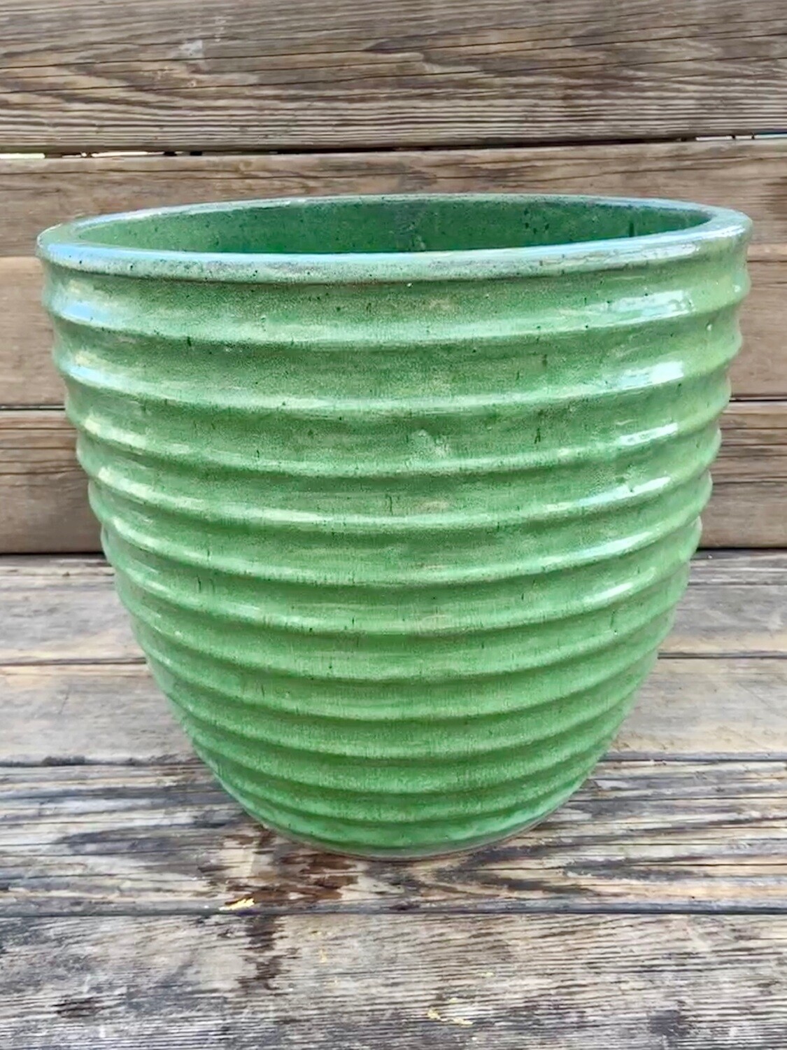 Greenhouse Pot | Turquoise Ribbed Planter | 13.5 Greenhouse Pot | Turquoise Ribbed Planter | 13.5
