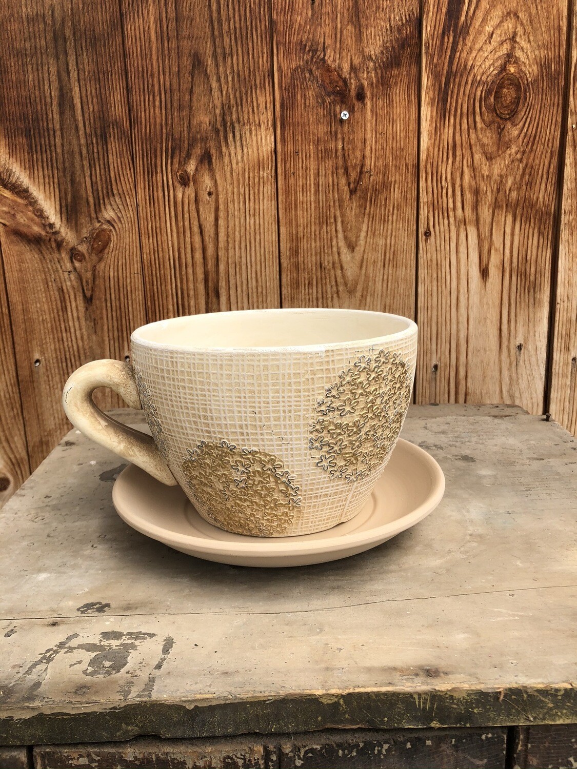 Garden Decor | Peach Teacup & Saucer Planter Garden Decor | Peach Teacup & Saucer Planter