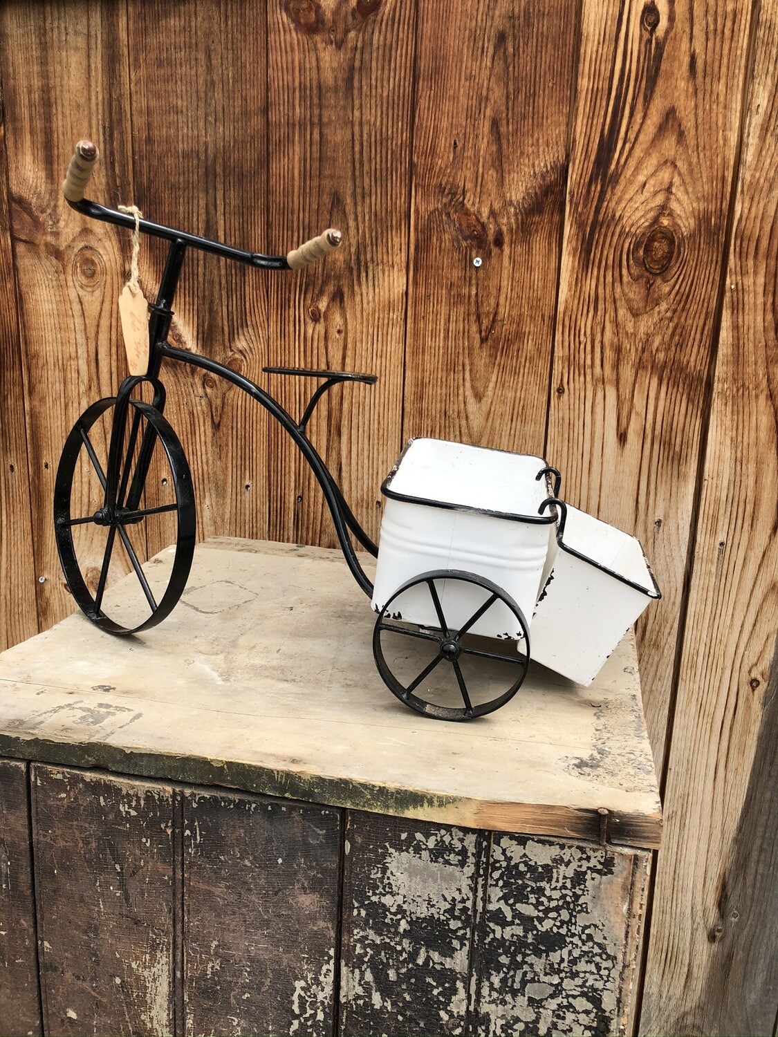 Garden Decor | Black & White Enamel Tricycle Garden Decor | Black & White Enamel Tricycle