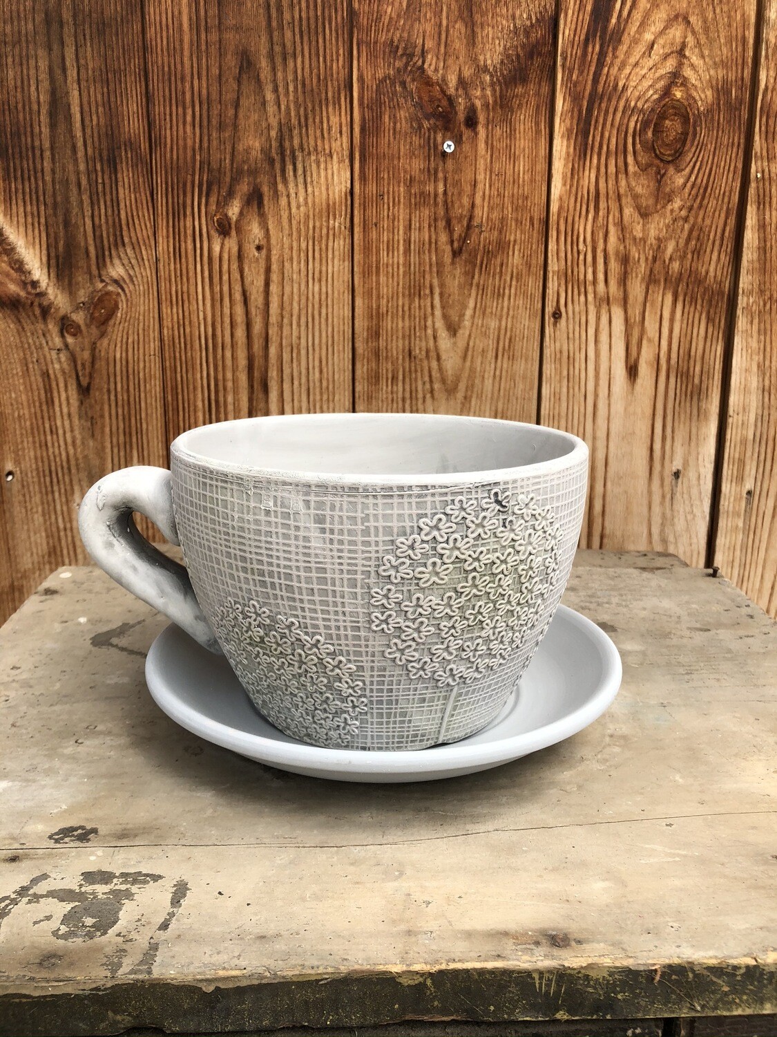Garden Decor | Grey Teacup & Saucer Planter Garden Decor | Grey Teacup & Saucer Planter