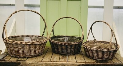 Round Stained Willow W/Handle and Liner-SML Round Stained Willow W/Handle and Liner-SML