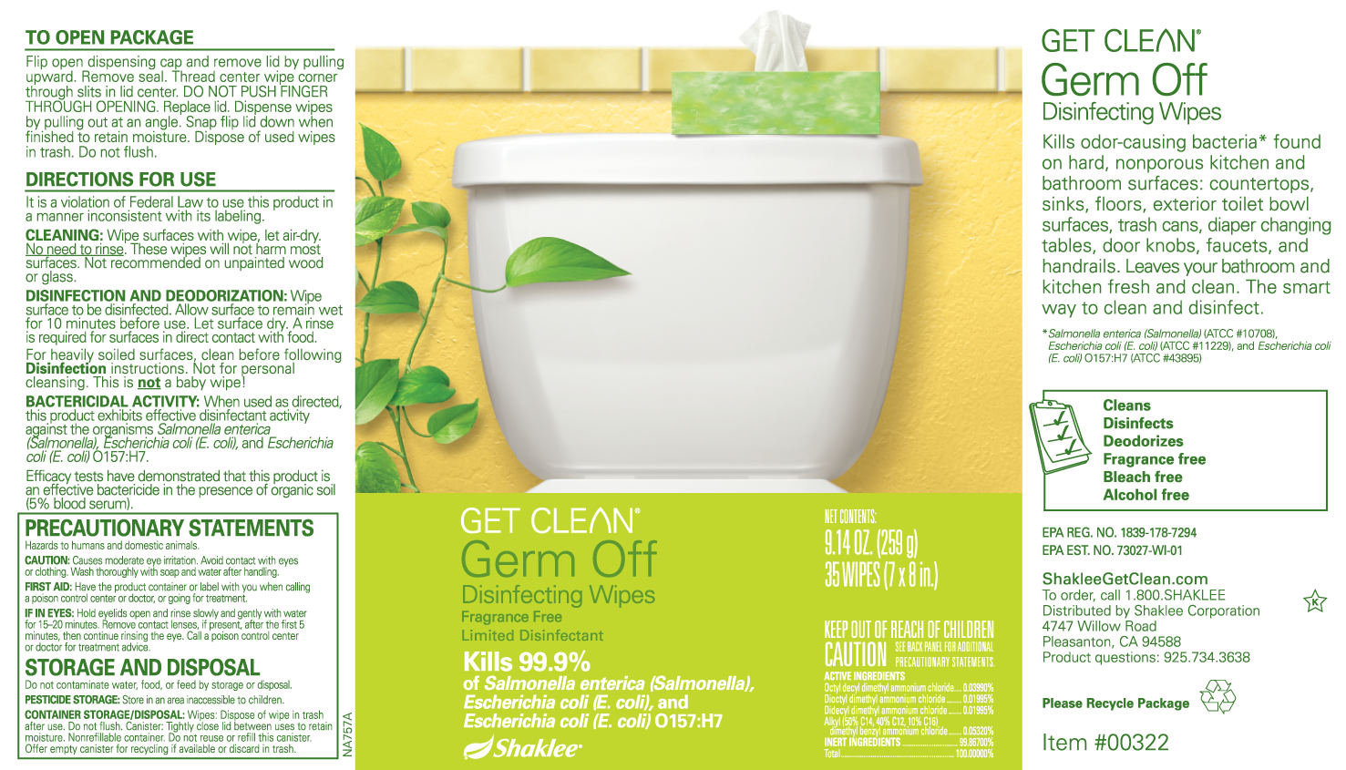 Germ Off Disinfecting Wipes Fragrance Free Label