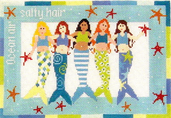 Mermaids (hand painted needlepoint canvas from Pippin Studios) Mermaids (hand painted needlepoint canvas from Pippin Studios)