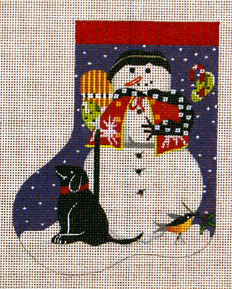 Black Dog Snowman Mini Sock (handpainted by Melissa Shirley) Black Dog Snowman Mini Sock (handpainted by Melissa Shirley)