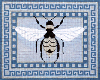 Elegant Bee with Gray Border (Handpainted Needlepoint by JP Needlepoint) Elegant Bee with Gray Border (Handpainted Needlepoint by JP Needlepoint)
