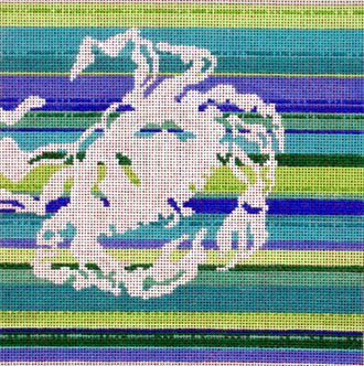 Crab Silhouette on Stripes Square (Handpainted by Associated Talents) Crab Silhouette on Stripes Square (Handpainted by Associated Talents)