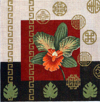 Green Orchid & Coins (Handpainted by JP Needlepoint) Green Orchid & Coins (Handpainted by JP Needlepoint)