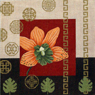 Orange Orchid & Coins (Handpainted by JP Needlepoint) Orange Orchid & Coins (Handpainted by JP Needlepoint)