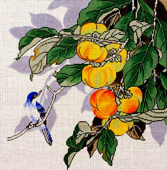 Bluebird & Peaches (Handpainted by Lee Needlearts) Bluebird & Peaches (Handpainted by Lee Needlearts)