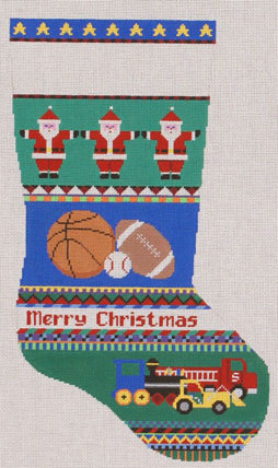 Sport Balls & Trucks Stocking (Handpainted by Susan Roberts) Sport Balls & Trucks Stocking (Handpainted by Susan Roberts)