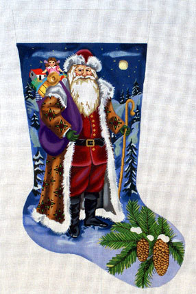 Snowy Night Stocking (handpainted by All About Stitching) Snowy Night Stocking (handpainted by All About Stitching)