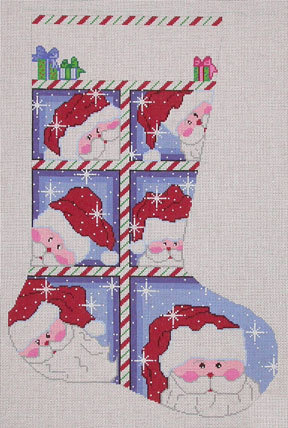 Large Window Santa Stocking (Handpainted by Cheryl Schaeffer Designs) Large Window Santa Stocking (Handpainted by Cheryl Schaeffer Designs)