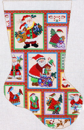 Santa Collage Stocking (handpainted by Meredith Collection) Santa Collage Stocking (handpainted by Meredith Collection)