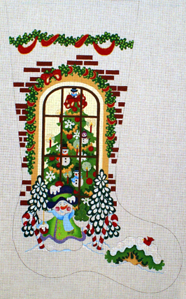Snowman Outside of Window Stocking (handpainted from Strictly Chrismas) Snowman Outside of Window Stocking (handpainted from Strictly Chrismas)