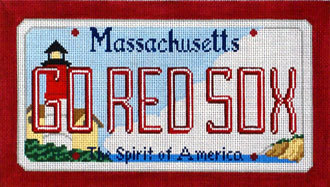 Go Red Socks License Plate (Handpainted by CBK Needlepoint Collection) Go Red Socks License Plate (Handpainted by CBK Needlepoint Collection)