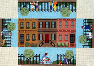 Brownstone Walk Brick Cover (Handpainted canvas by Susan Roberts) Brownstone Walk Brick Cover (Handpainted canvas by Susan Roberts)