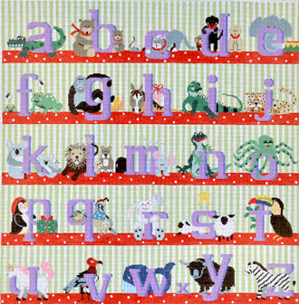 Alphabet Square Rug/Wall Hanging (girl, lavender letters) (handpainted by Kathy Schenkel) Alphabet Square Rug/Wall Hanging (girl, lavender letters) (handpainted by Kathy Schenkel)