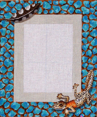 Lizard Picture Frame (hand painted needlepoint canvas from Colors of Praise) Lizard Picture Frame (hand painted needlepoint canvas from Colors of Praise)