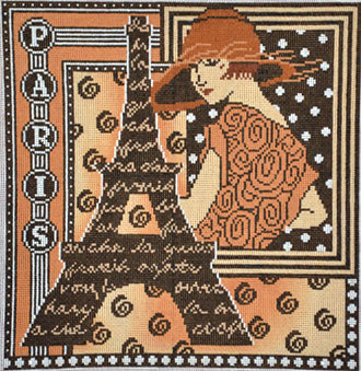 Paris in Brown (hand painted from Mindy's needlepoint factory) Paris in Brown (hand painted from Mindy's needlepoint factory)