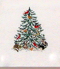 Cardinal & Critter Christmas Tree (hand painted from Needle Crossing) Cardinal & Critter Christmas Tree (hand painted from Needle Crossing)