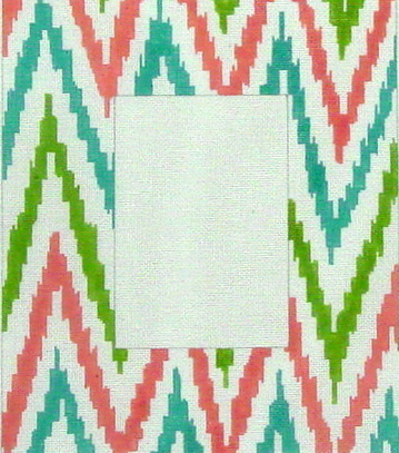 Picture Frame, IKAT Coral, Olive and Aqua (Handpainted by Kate Dickerson Needlepoint Collection) Picture Frame, IKAT Coral, Olive and Aqua (Handpainted by Kate Dickerson Needlepoint Collection)