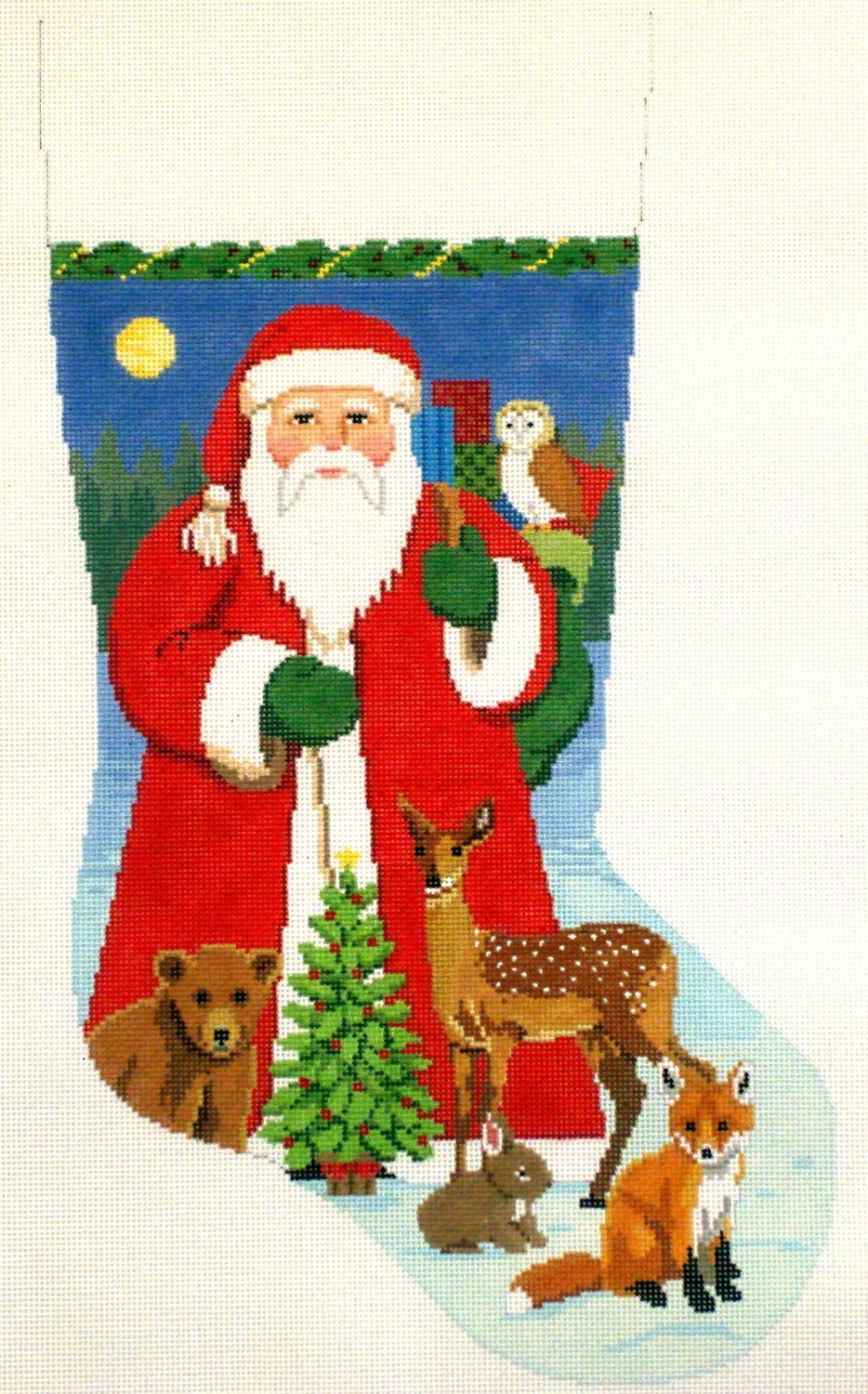 Santa with Baby Forest Animals (Handpainted Needlepoint from Susan Roberts) Santa with Baby Forest Animals (Handpainted Needlepoint from Susan Roberts)