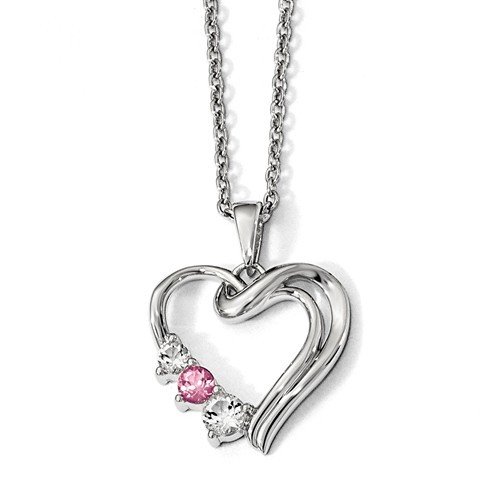 10k Survivor Clear/Pink Swarovski Topaz Heart Of Healing Necklace 10k Survivor Clear/Pink Swarovski Topaz Heart Of Healing Necklace