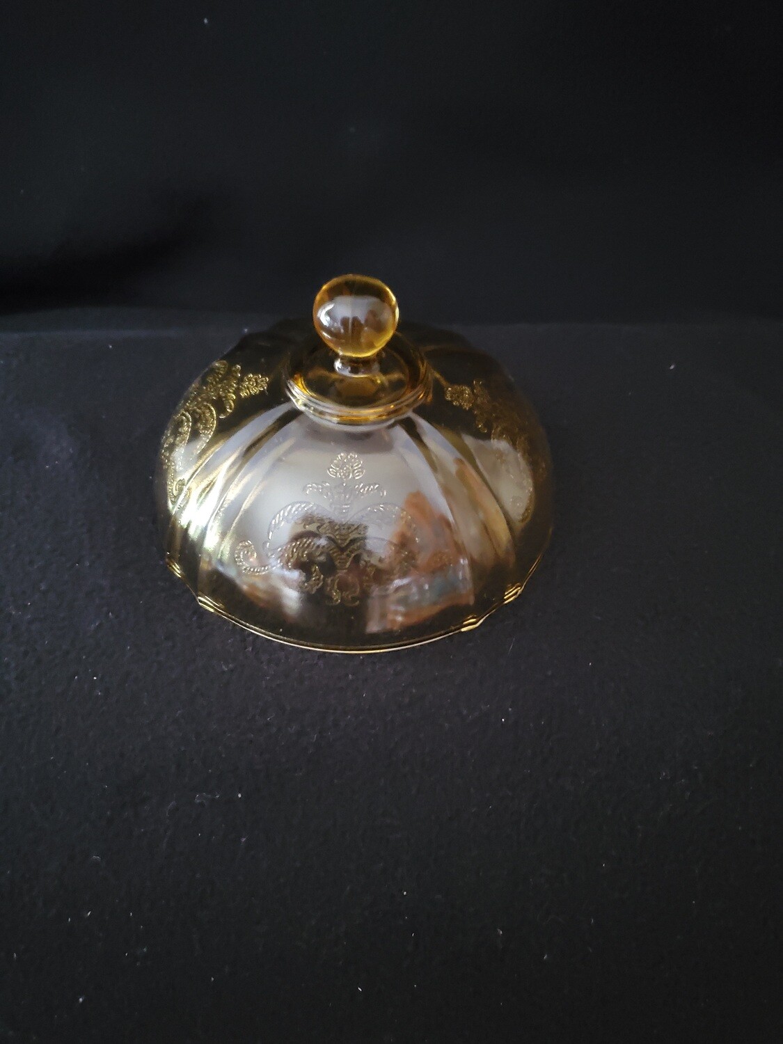 Vintage, Butter Dish Lid ONLY, Madrid Amber Depression Glass by Federal
