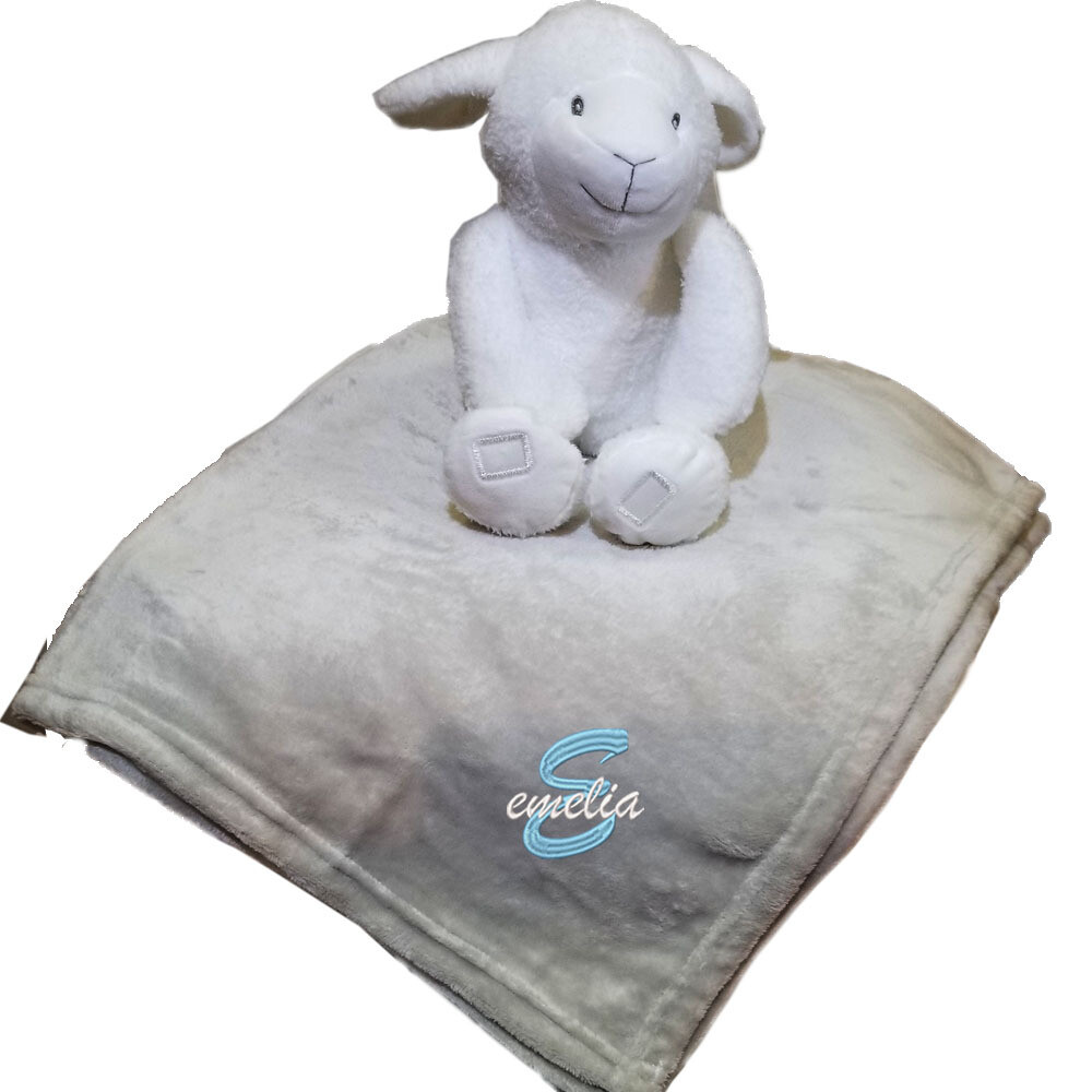 Personalized Kids Throw Blanket Lamb Plush Two Piece Product Category